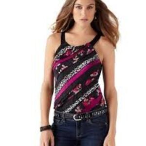 White House Black Market Women's Mixed Print Tie-Back Halter Top Size Small